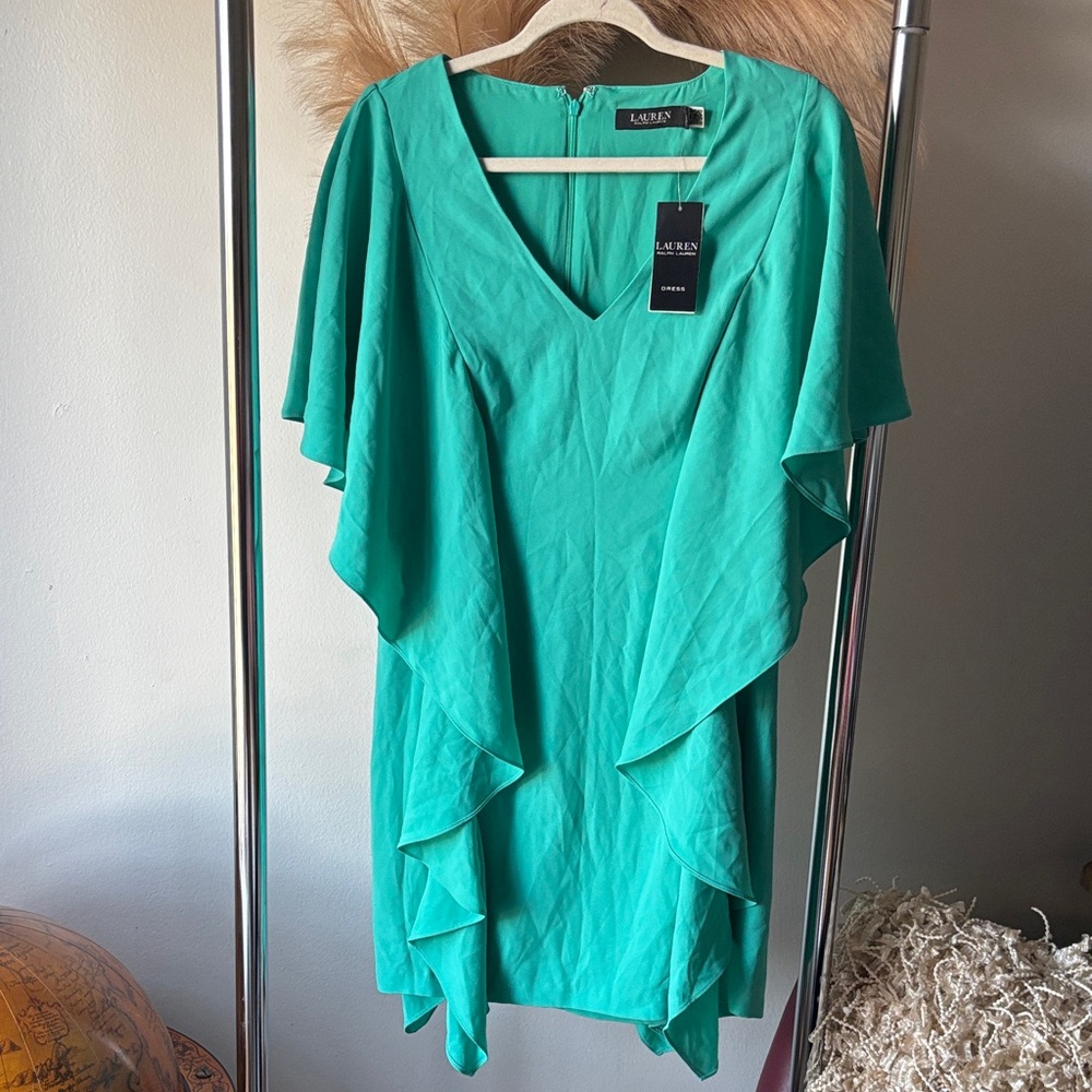 Lauren Ralph Lauren Turquoise Ruffle Dress